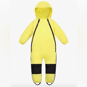 Hapiu Yellow Hooded One-Piece Rain Suit with Black Accents